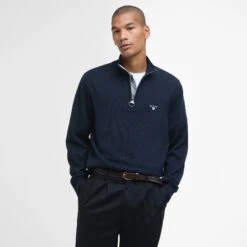 Lingwood Compact Cotton Half Zip Sweater