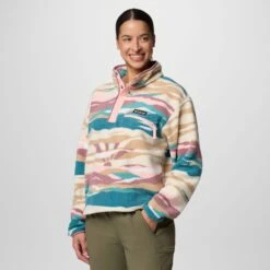Columbia Women's Helvetia II Cropped Sherpa 1/4 Snap Printed Fleece