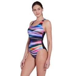 Zoggs Prism Geo Powerback Swimsuit Womens