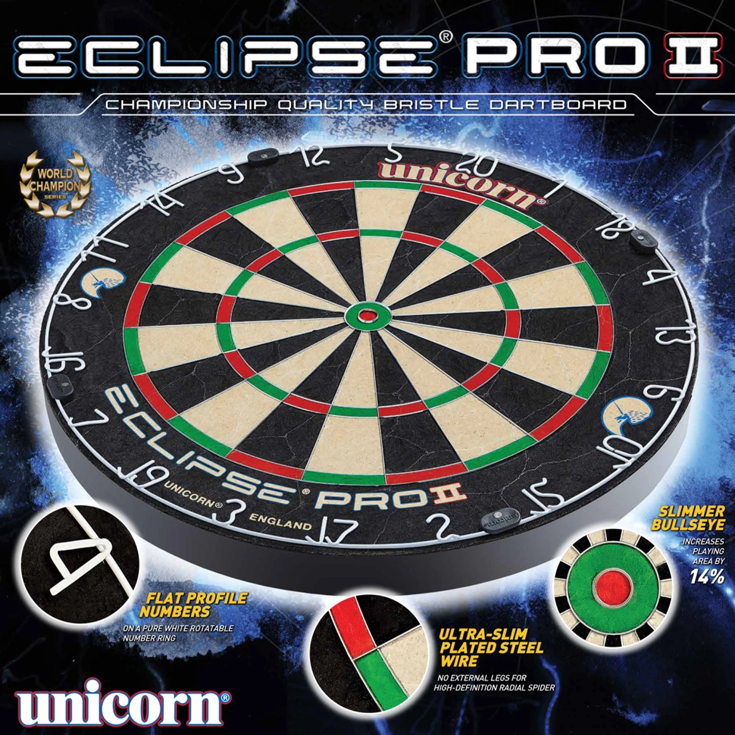 Unicorn Eclipse Pro2 Bristle Dartboard 7 Unicorn Eclipse Pro2 Bristle Dartboard - Image 5