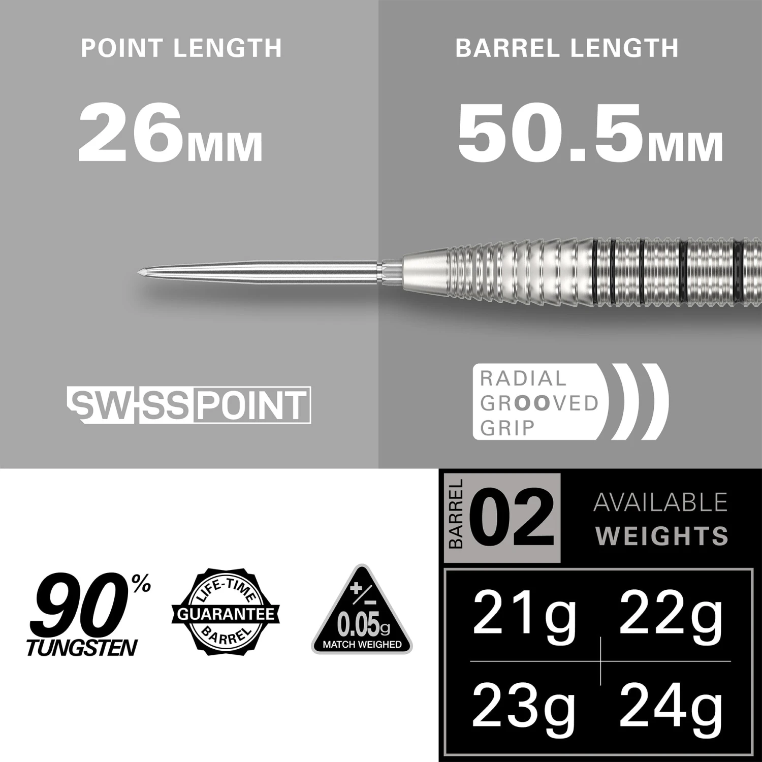 EXO 02 90% Tungsten - Swiss Point Steel Tip Darts 4 EXO 02 90% Tungsten - Swiss Point Steel Tip Darts - Image 2