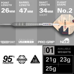 Barney25 95% Tungsten - Swiss Point Steel Tip Darts -Sporting Goods Store 3 8e0797ff 58ce 46f6 87a7 bf40bdd5c6a6