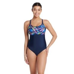 Zoggs Neon Crystal Multiway 1 Piece Womens Swimsuit