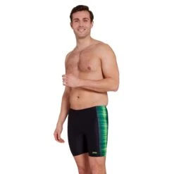 Zoggs Pipeline Green Panelled Mid Jammer Men's Swimming Shorts