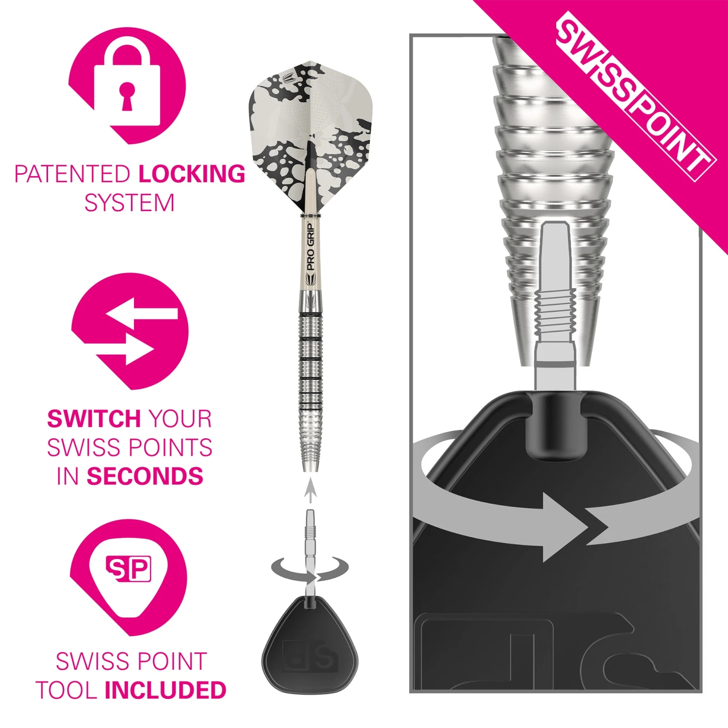 EXO 02 90% Tungsten - Swiss Point Steel Tip Darts 6 EXO 02 90% Tungsten - Swiss Point Steel Tip Darts - Image 4